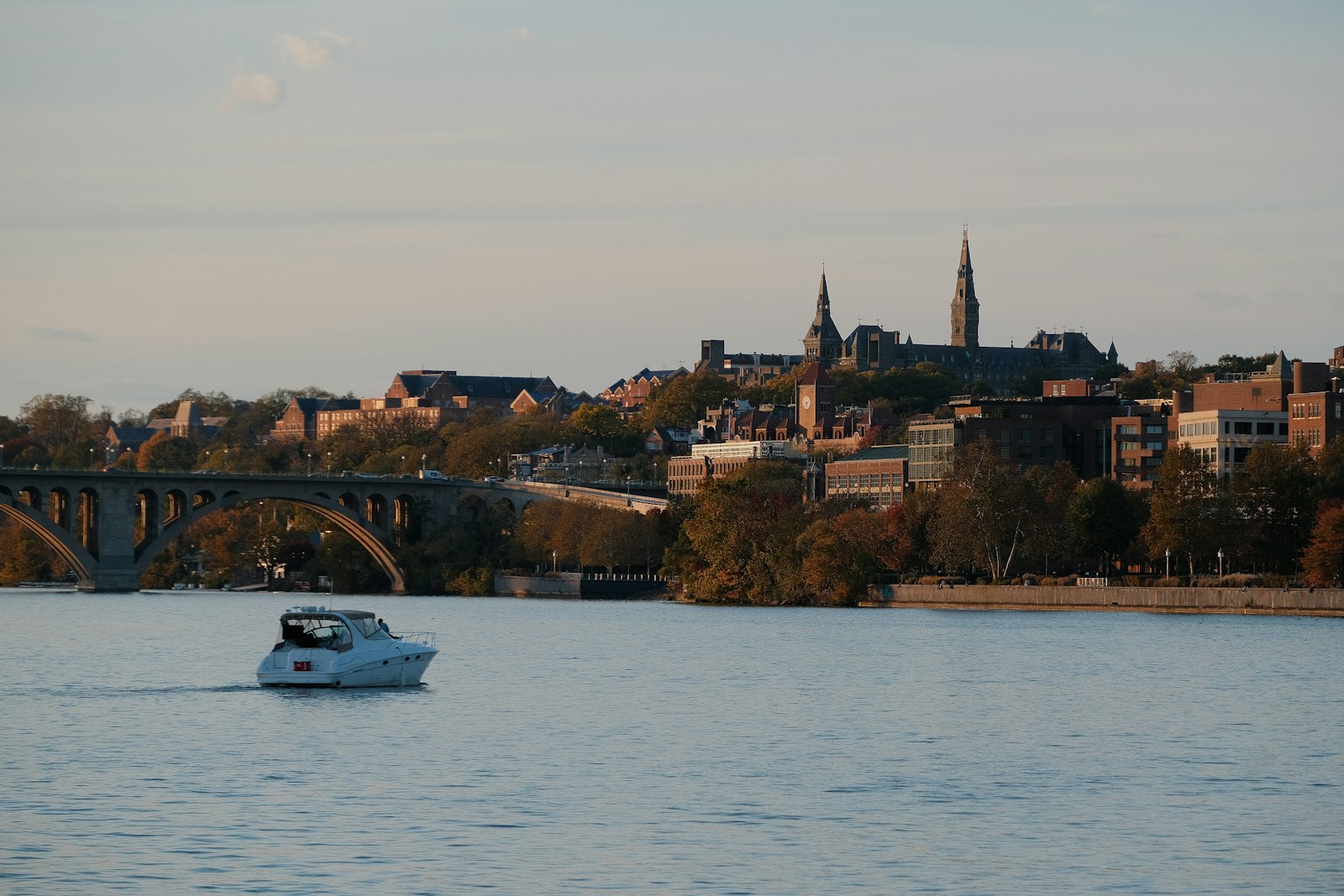 City skyline and bridge across the Potomac River near Arlington, Virginia